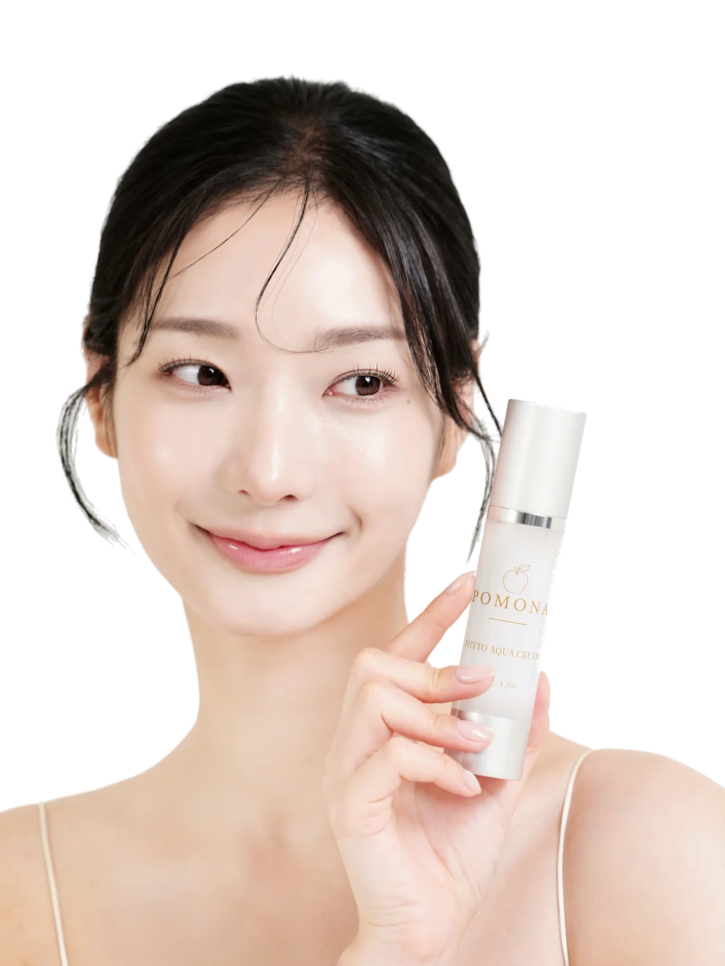 크림 보틀을 든 모델